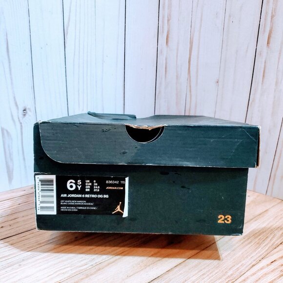 836342 115 Nike Air Jordan 6 Retro OG BG 'Maroon'  6.5Y - Picture 6 of 6